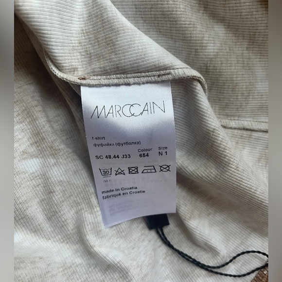 NEW MARC CAIN SAFARI PRINT TOP Short Sleeve Round Neck Cotton $170 Multi Sz - Picture 7 of 7